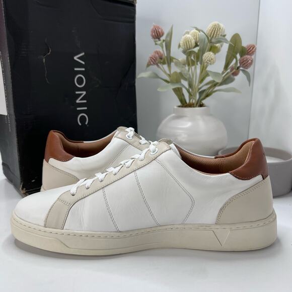 Vionic Lucas Lace Up Leather Sneaker White Shoes I9348L1100 Men's 10M Tried on - Picture 6 of 10